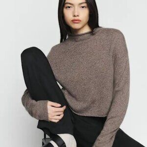 Reformation Cropped CashmereTurtleneck Sweater - Cocoa - Size XS